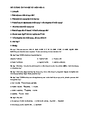 Đề cương ôn thi học kì I môn Hóa 8